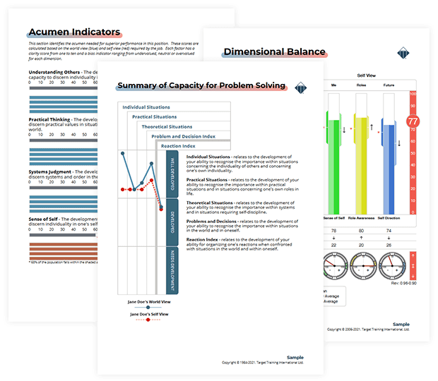 Acumen Capacity Index Profile - Multi–science Assessment